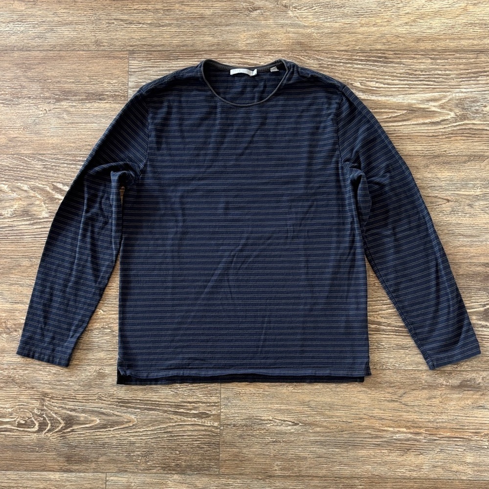 Vince Striped Pima Cotton Piqué Long-Sleeve T-Shirt Men's Size Large